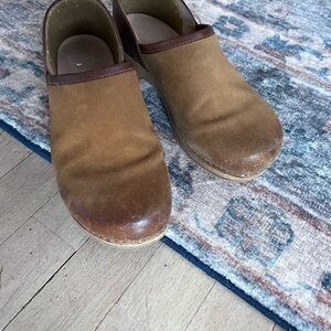 Dansko Two Tone Brown and Tan Clog Clogs